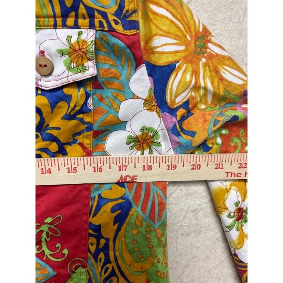 Coldwater Creek Women's Full Zip Colorful Floral Jacket Pockets Size Large - Picture 6 of 9